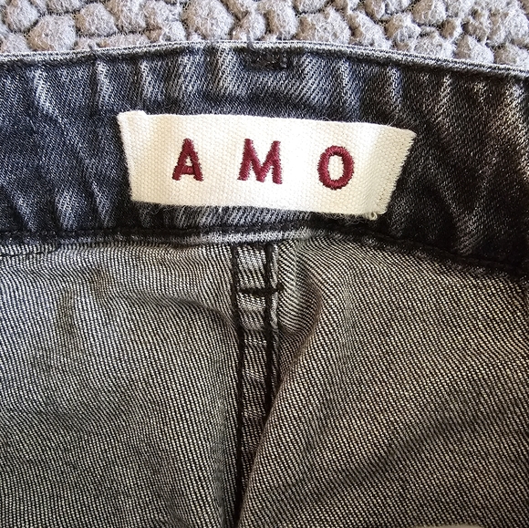 AMO Button Front Audrey w/Snaps Slim Straight Jeans Black Gray Vixen, size 24 - Picture 4 of 10